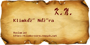 Klimkó Nóra névjegykártya