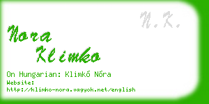 nora klimko business card
